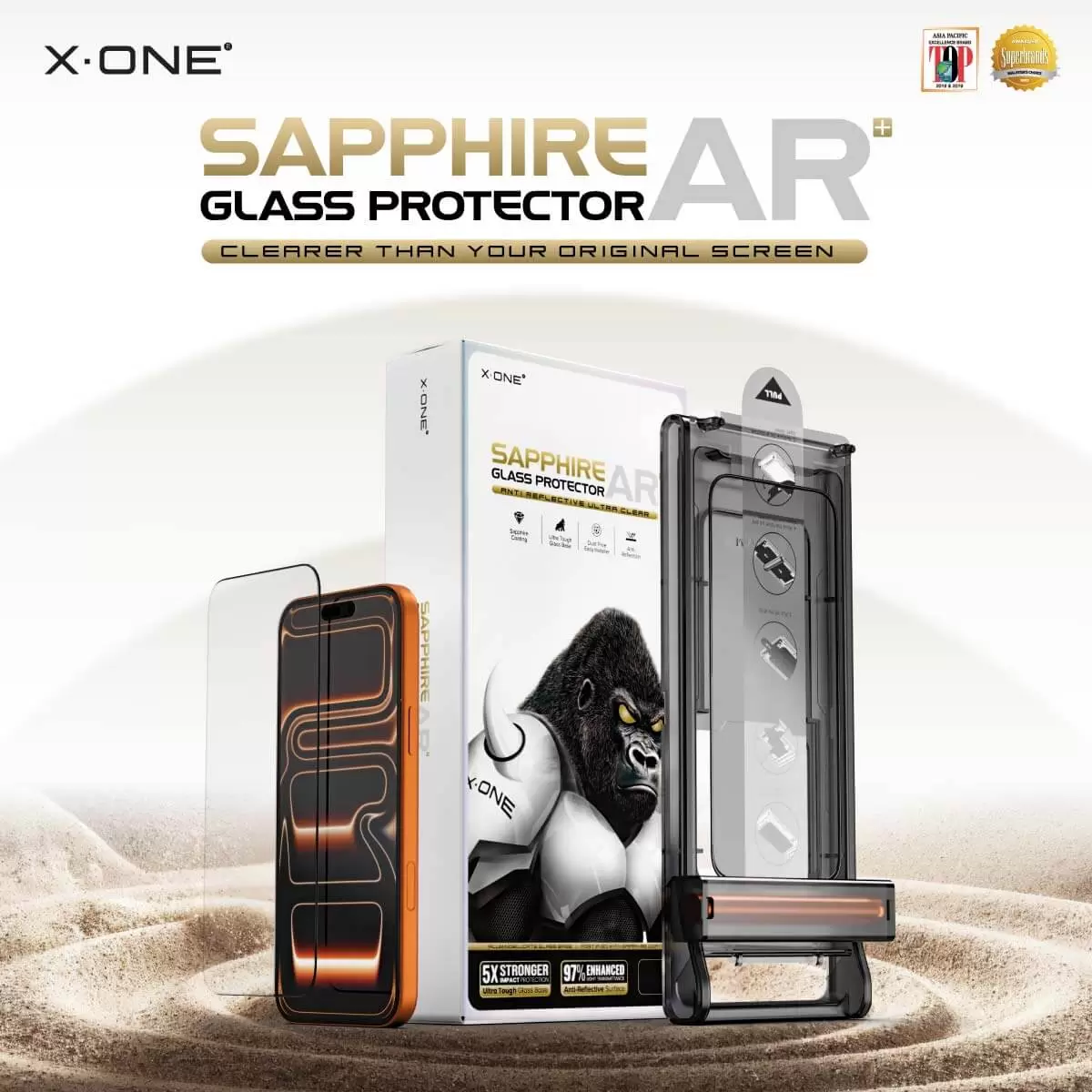 Sapphire AR+ Displayschutz aus geh&auml;rtetem Glas